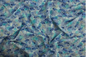Ткань батист Италия (коттон 100%, голубой, фламинго, шир. 1,50 м)